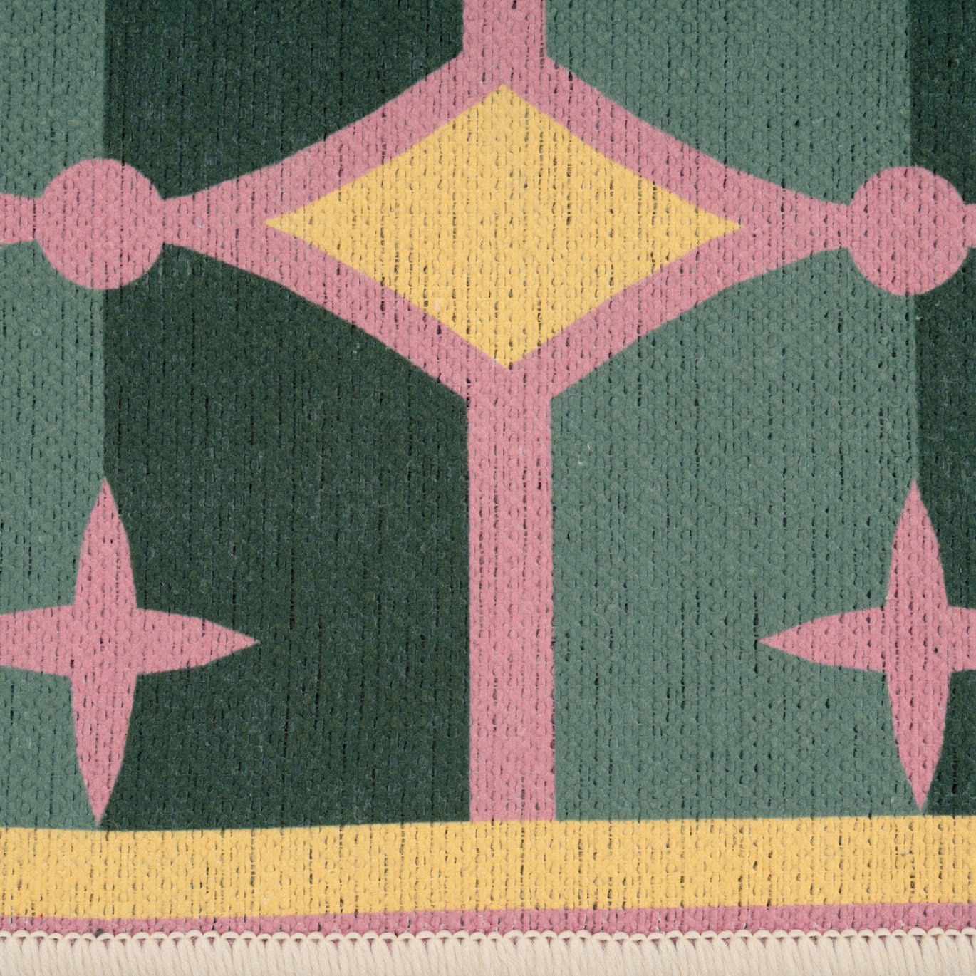 Washable Green Geometric Tile Doormat - Fusion