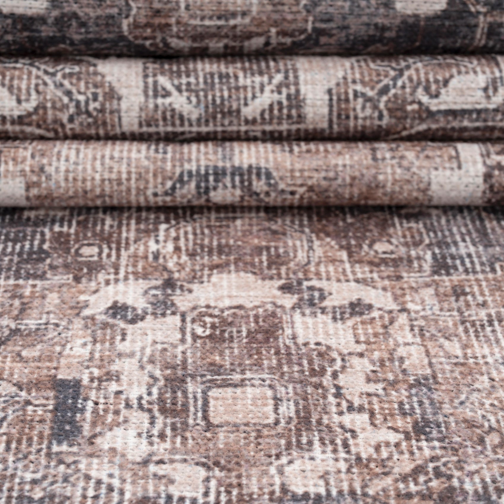 Washable Vintage Brown Beige Rug - Lois