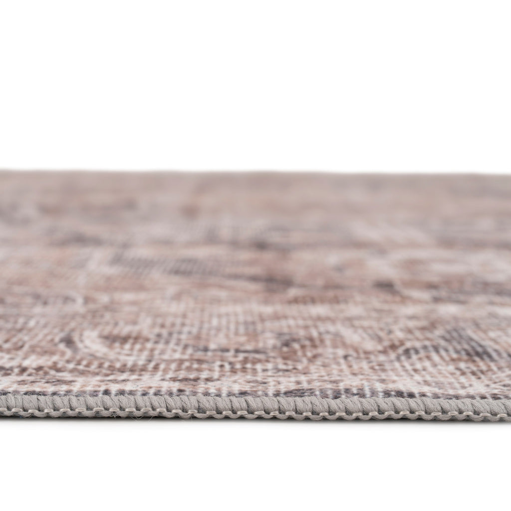 Washable Vintage Brown Beige Rug - Lois