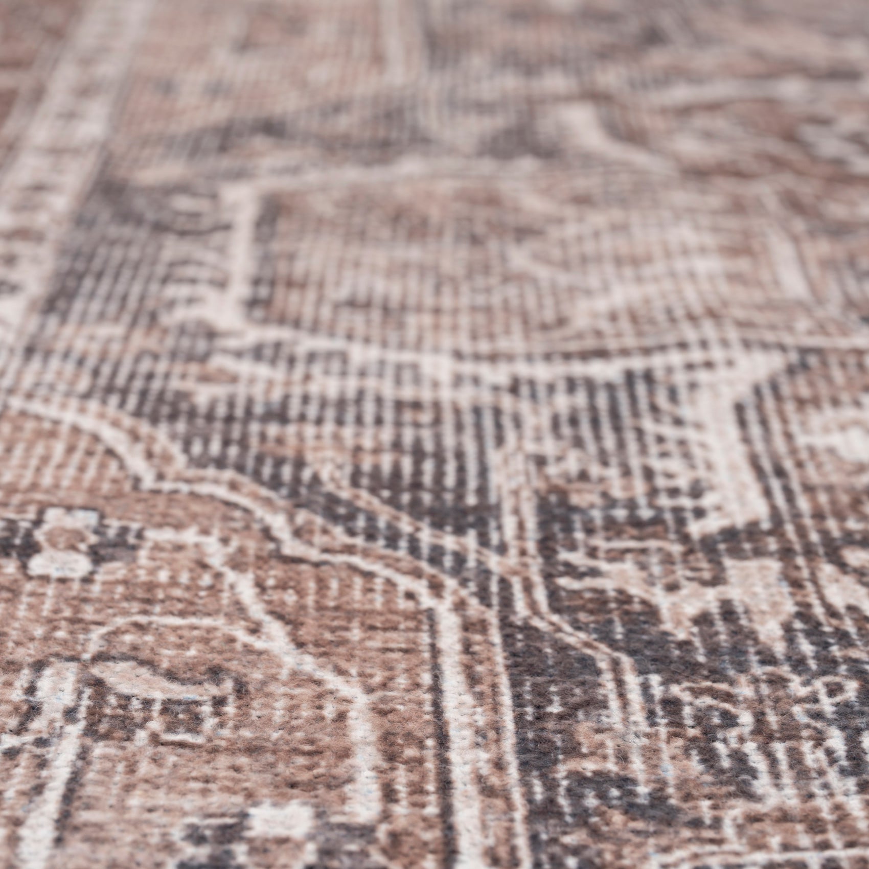 Washable Vintage Brown Beige Rug - Lois