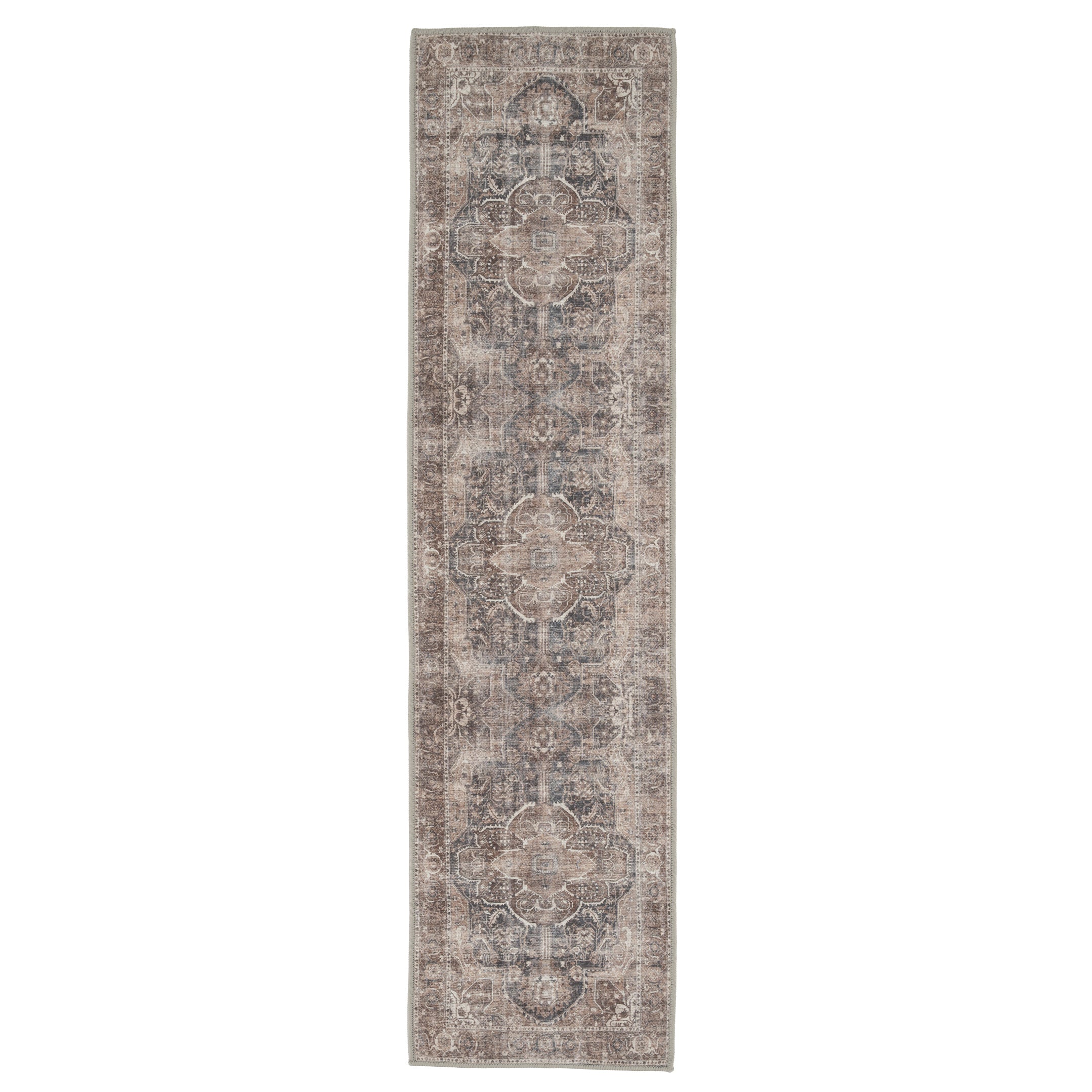 Washable Vintage Brown Beige Rug - Lois