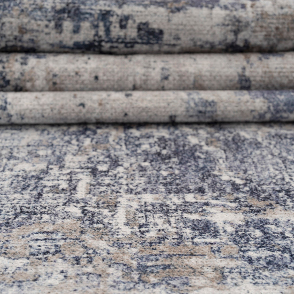 Washable Blue Abstract Rug - Skye