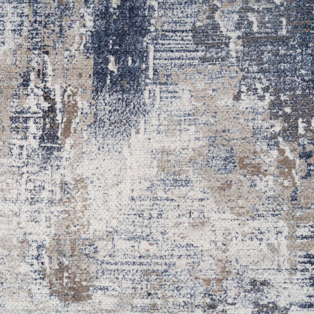 Washable Blue Abstract Rug - Skye