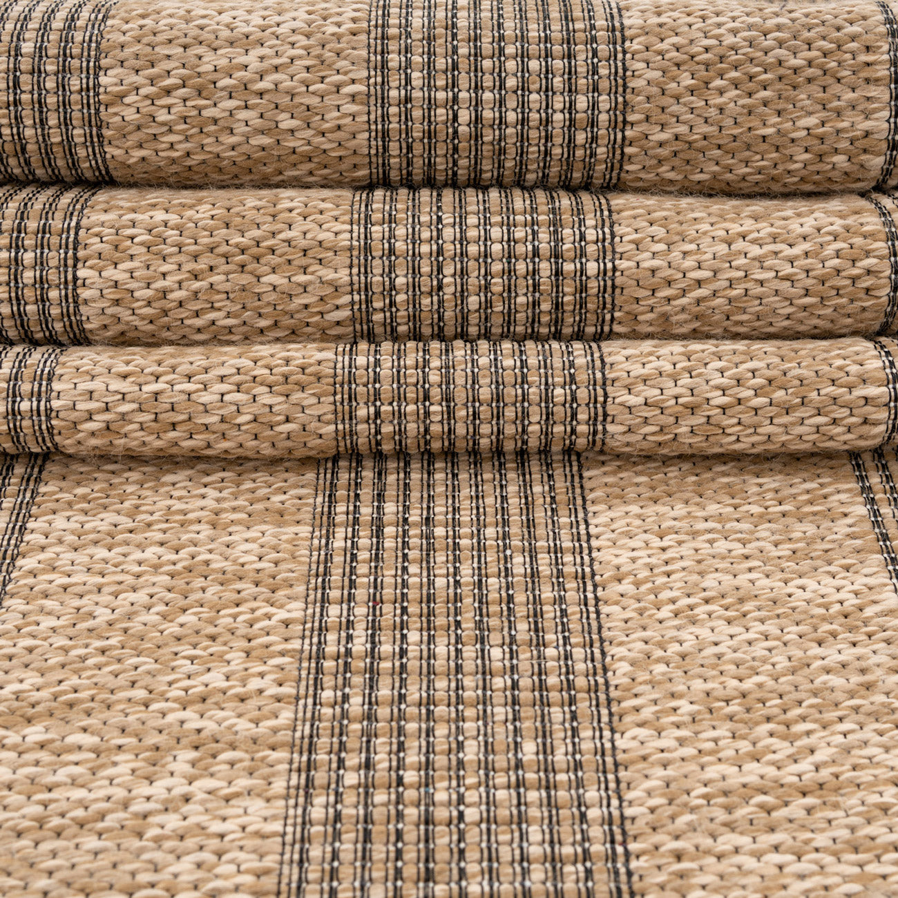 Washable Beige Striped Jute Style Rug - Leni