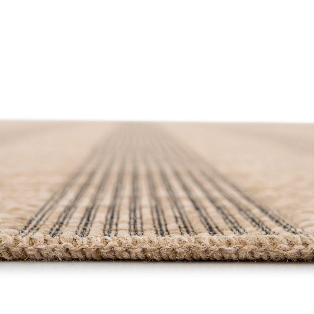Washable Beige Striped Jute Style Rug - Leni