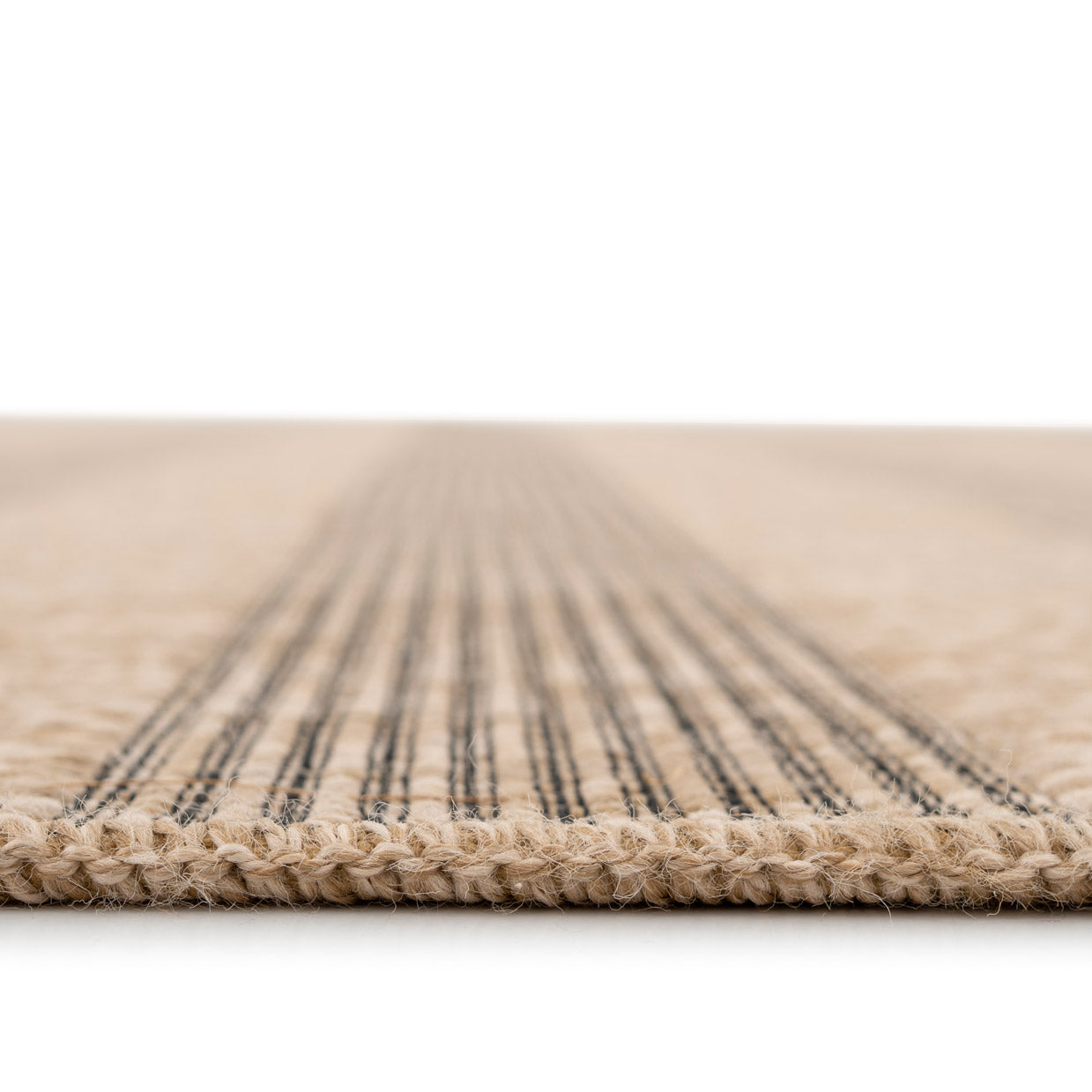 Washable Beige Striped Jute Style Rug - Leni