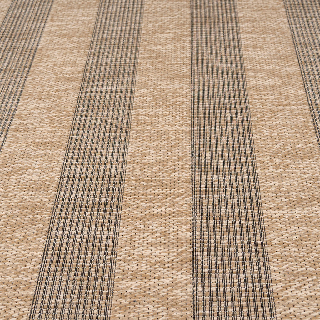 Washable Beige Striped Jute Style Runner - Leni