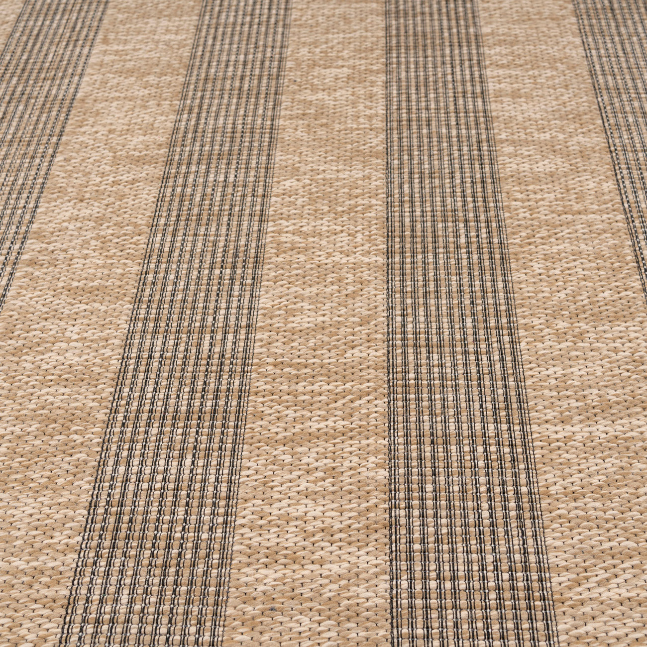 Washable Beige Striped Jute Style Runner - Leni