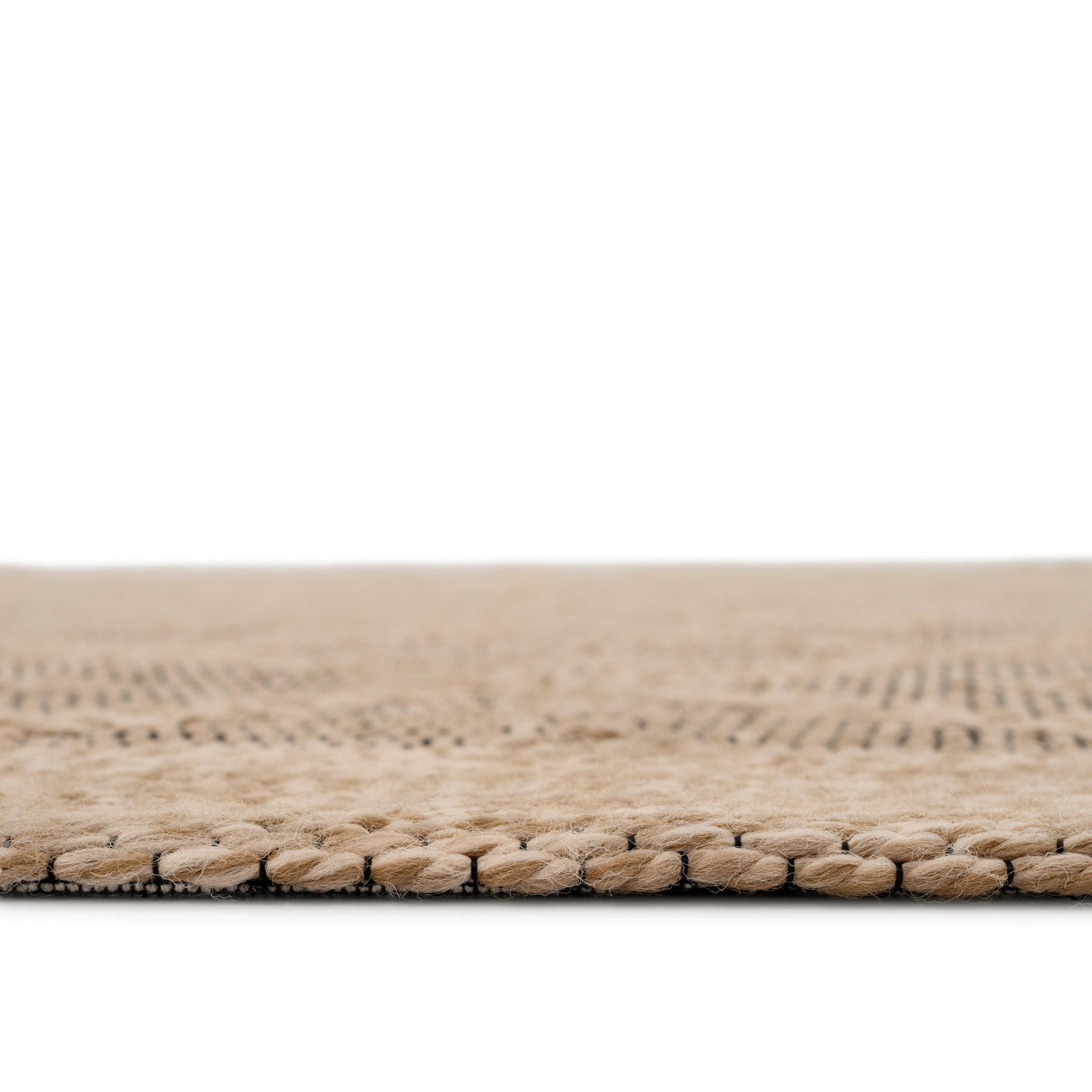 Washable Beige Diamond Jute Style Rug - Thea