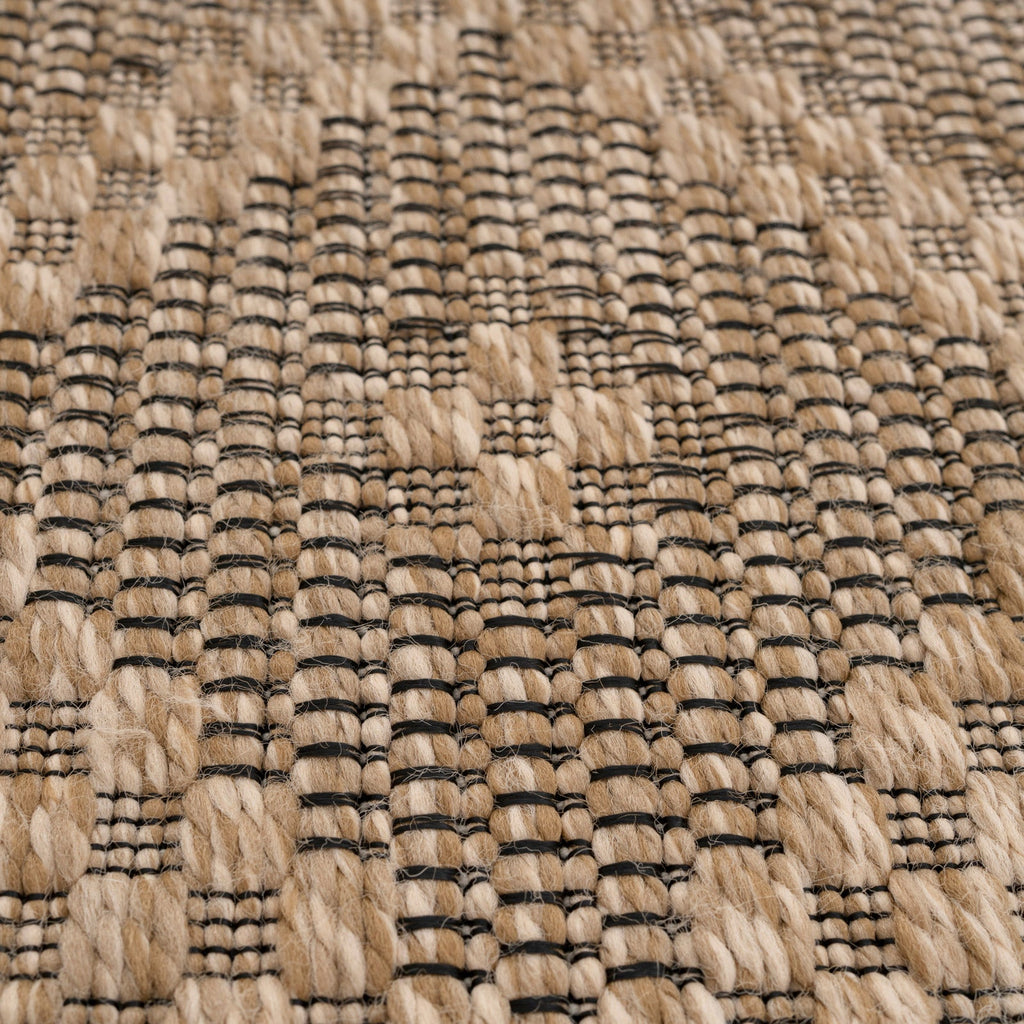 Washable Beige Diamond Jute Style Rug - Thea