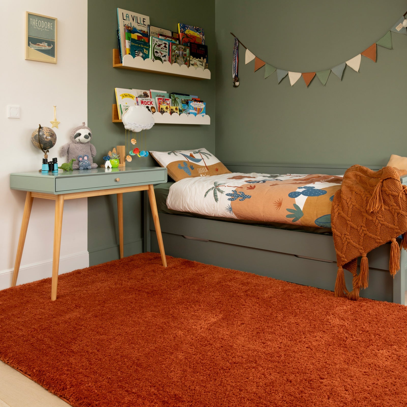 Premium Washable Terracotta Shaggy Rug