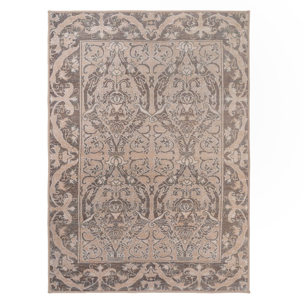 Washable Brown Ornate Jute Style Rug - Eden
