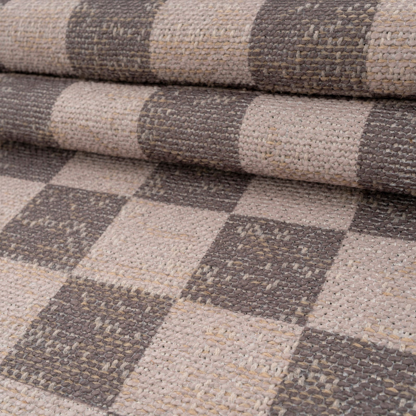 Washable Brown Checkerboard Jute Style Rug - Juno