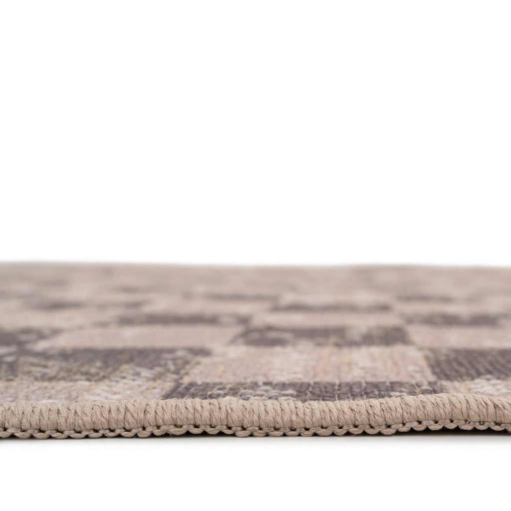 Washable Brown Checkerboard Jute Style Rug - Juno