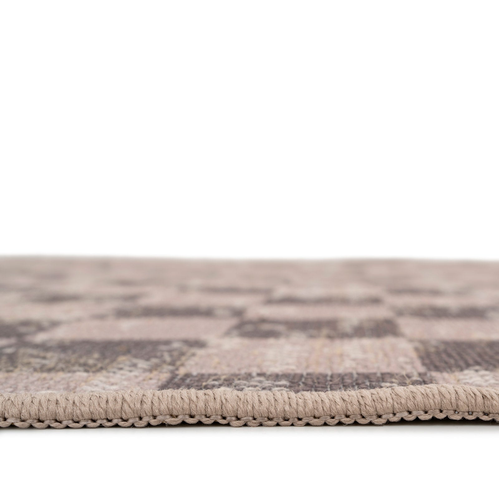 Washable Brown Checkerboard Jute Style Rug - Juno