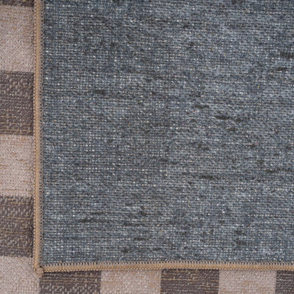 Washable Brown Checkerboard Jute Style Rug - Juno