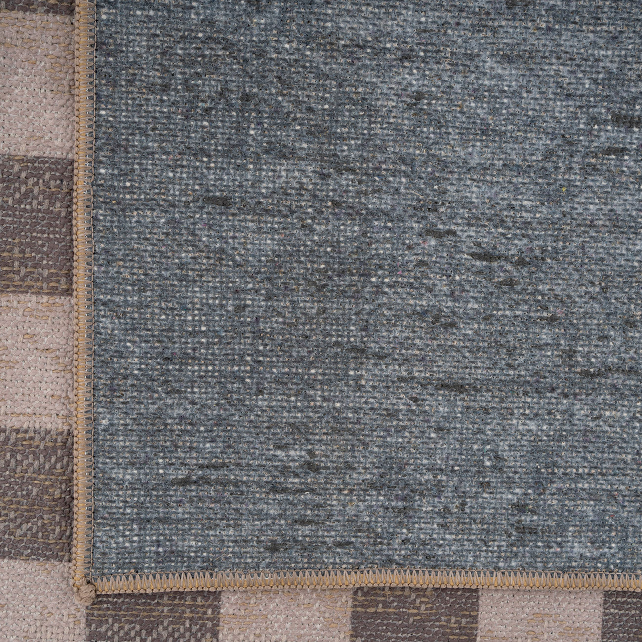 Washable Brown Checkerboard Jute Style Rug - Juno