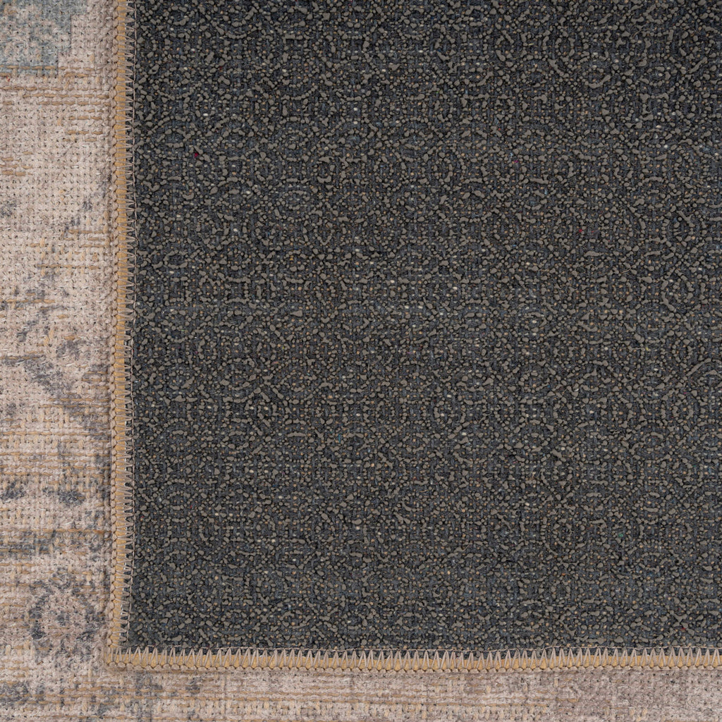 Washable Greige Blue Jute Style Runner - Ruah