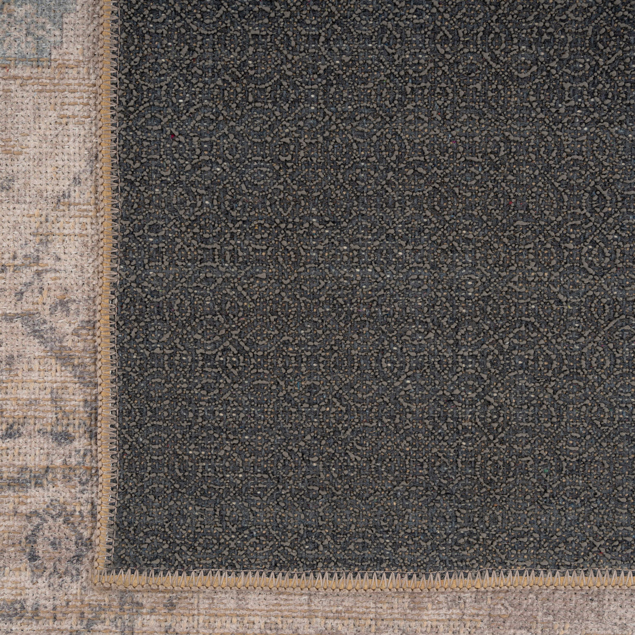 Washable Greige Blue Jute Style Runner - Ruah