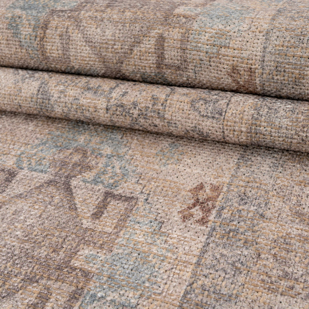 Washable Greige Blue Jute Style Runner - Ruah