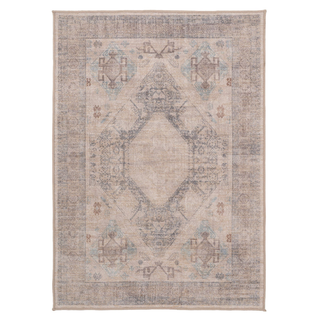 Washable Greige Blue Jute Style Rug - Ruah