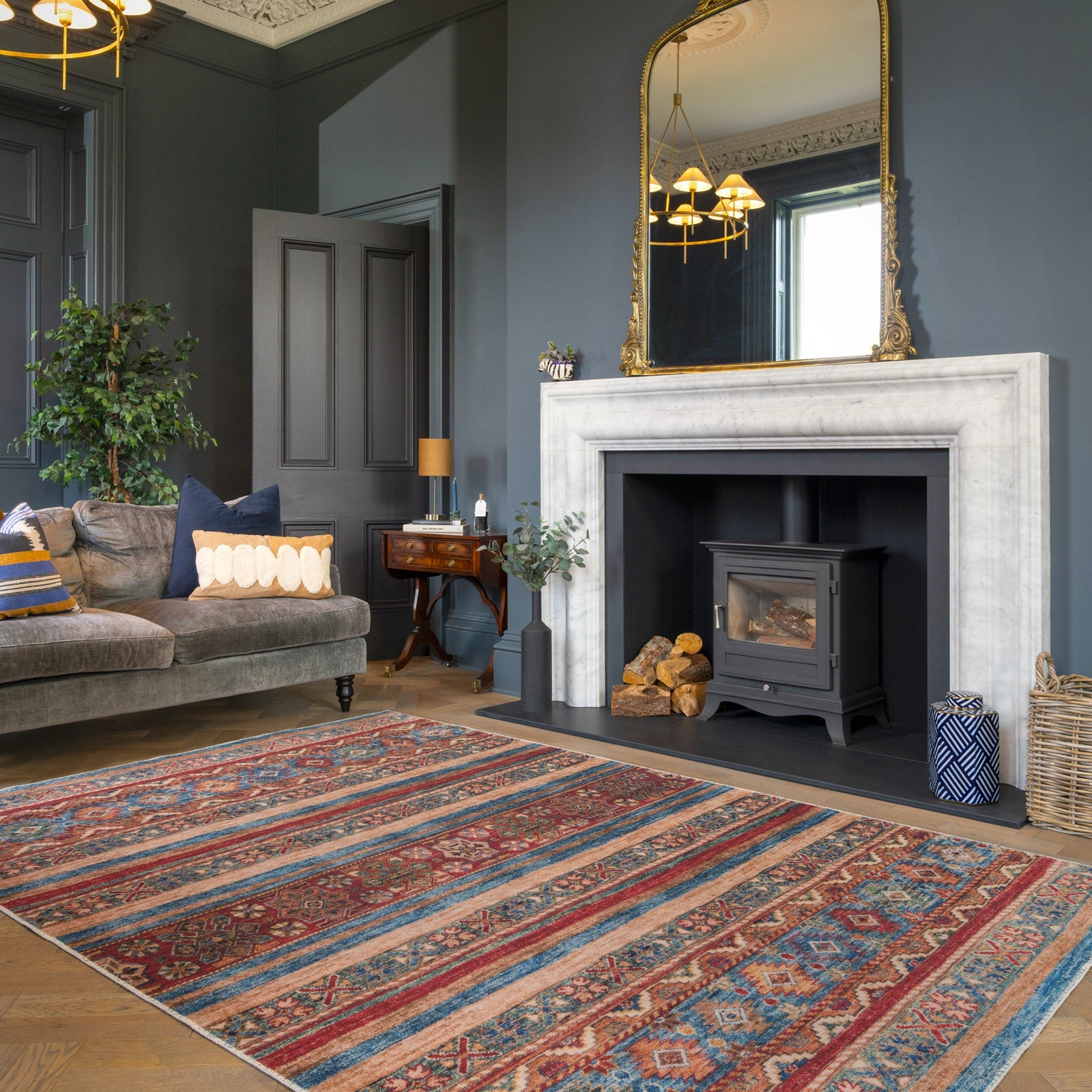 Washable Looped Multicolour Boho Rug - Alia