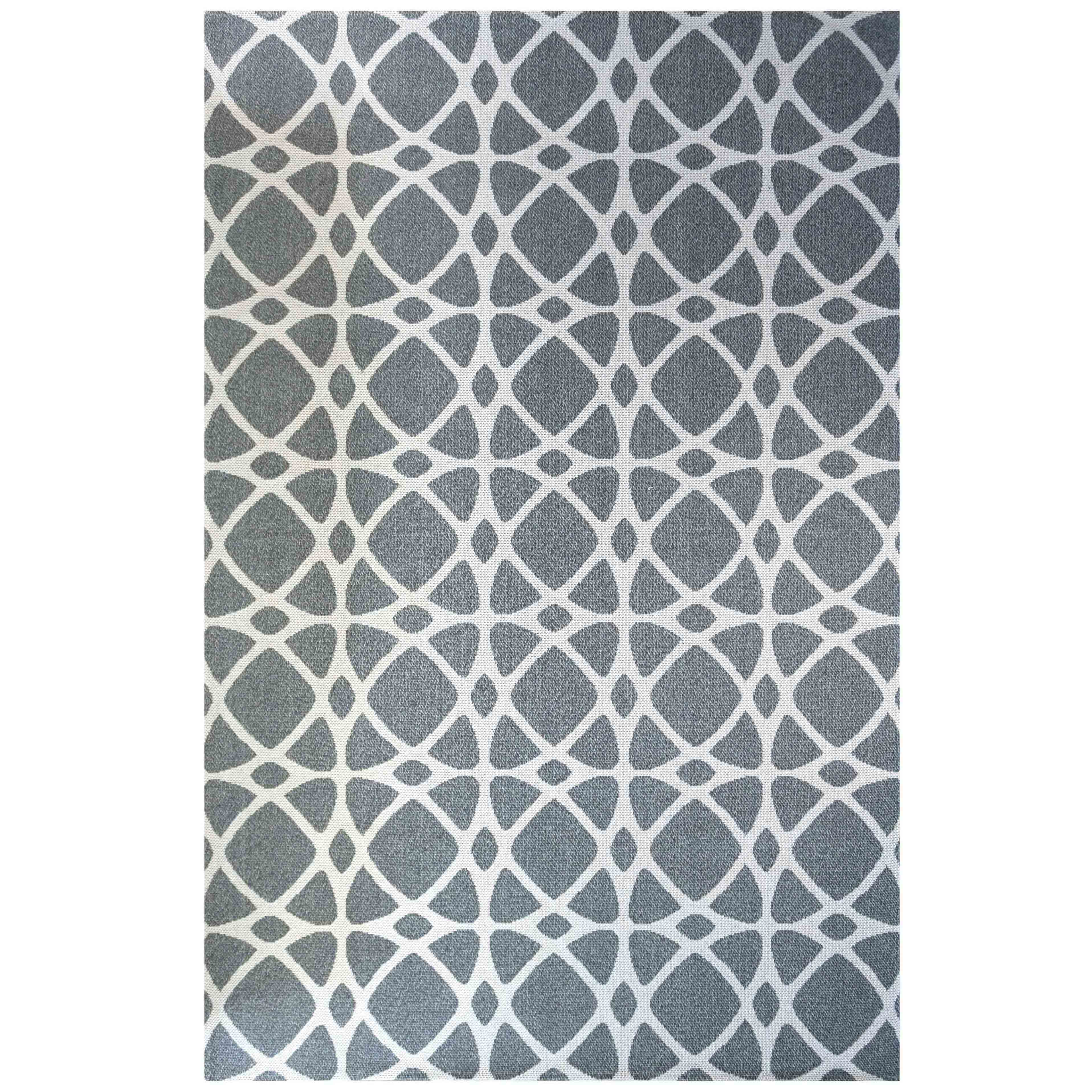 Art Deco Grey Woven Sustainable Recycled Cotton Rug - Wells