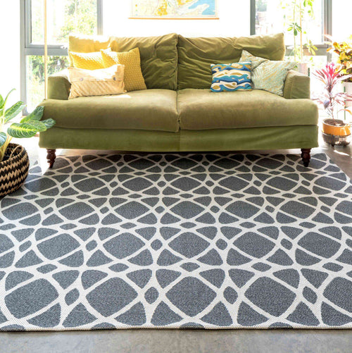 Art Deco Grey Woven Sustainable Recycled Cotton Rug - Wells