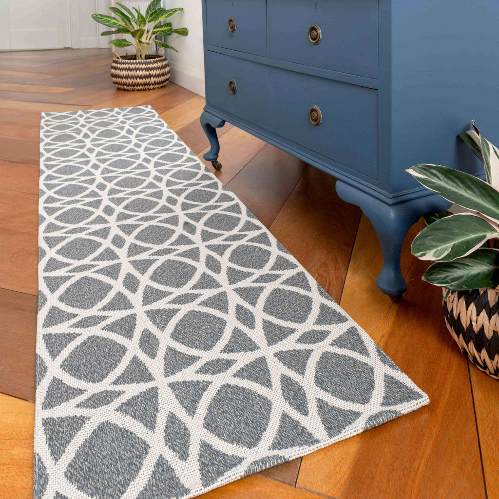 Art Deco Grey Woven Sustainable Recycled Cotton Rug - Wells