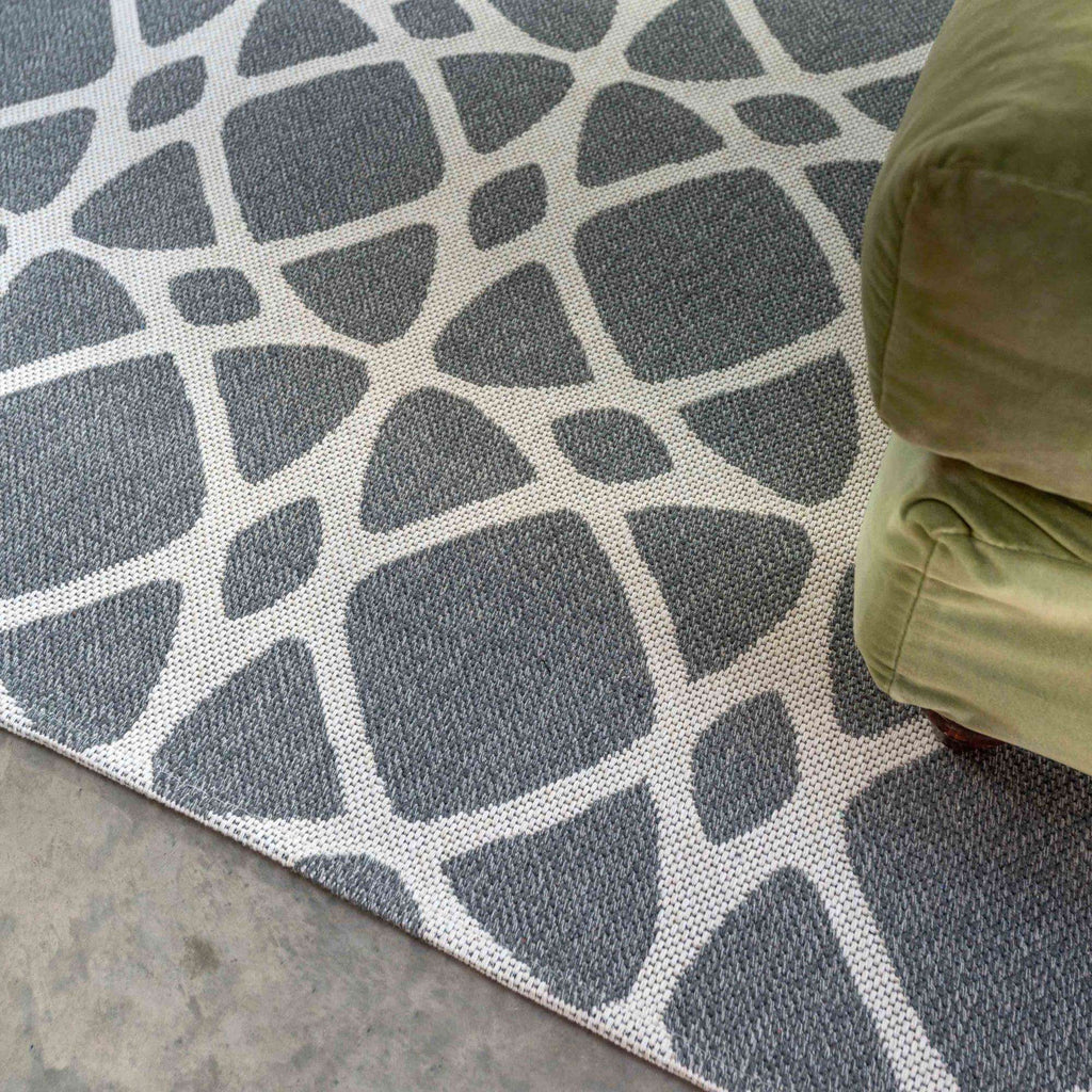 Art Deco Grey Woven Sustainable Recycled Cotton Rug - Wells