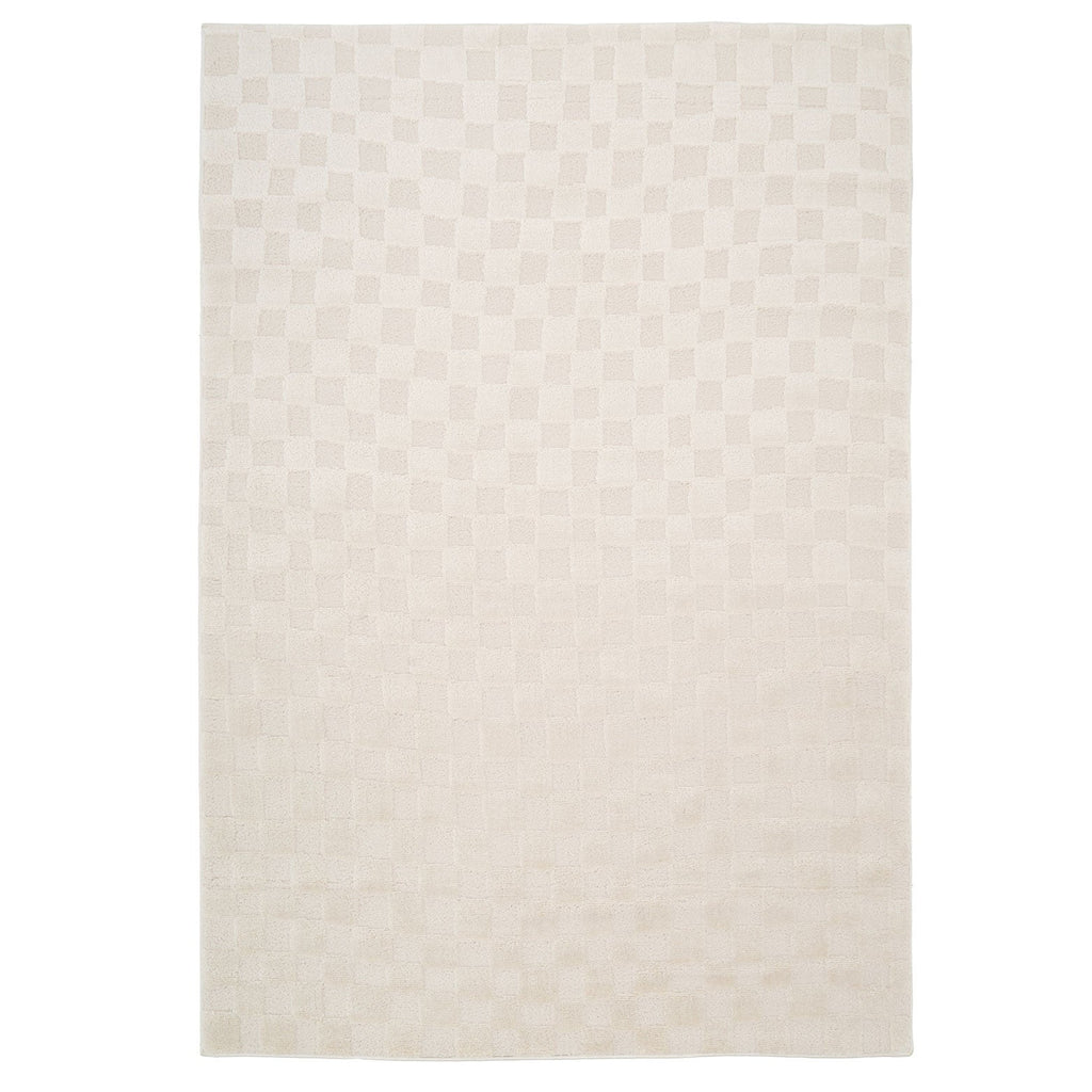 Soft Natural Cream Retro Checkerboard Rug - Liv